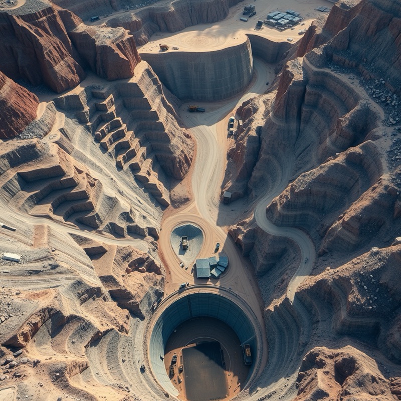 Aerial view of an open-pit mine