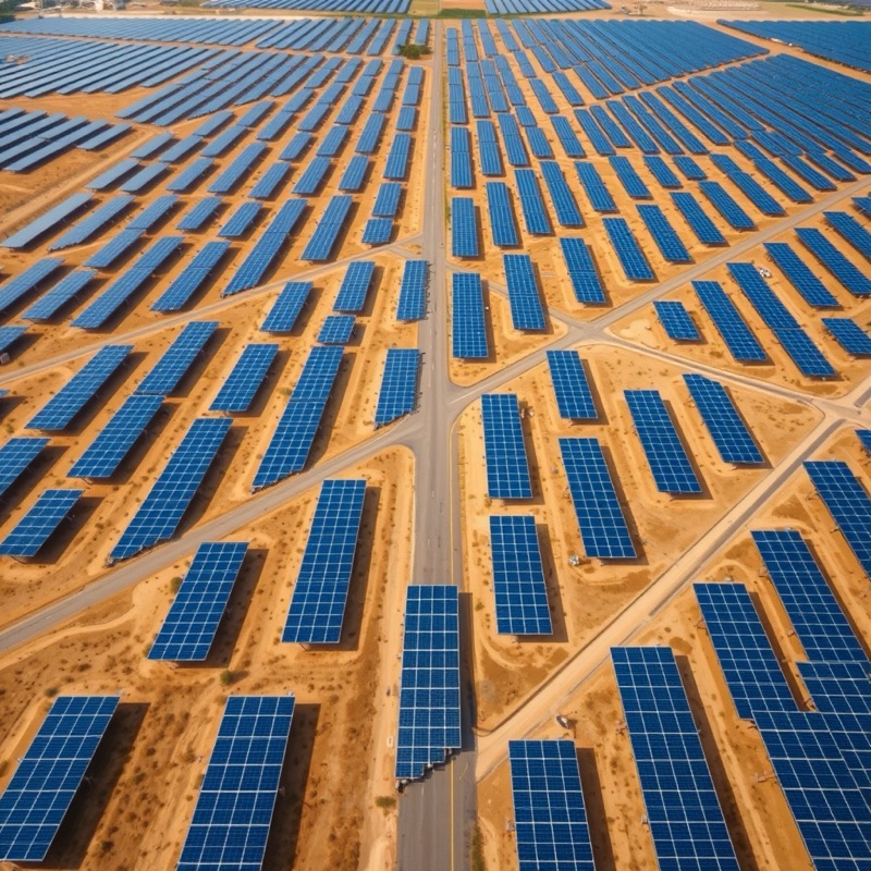 Aerial view of a solar farm